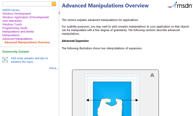 Windows Touch MSDN Content